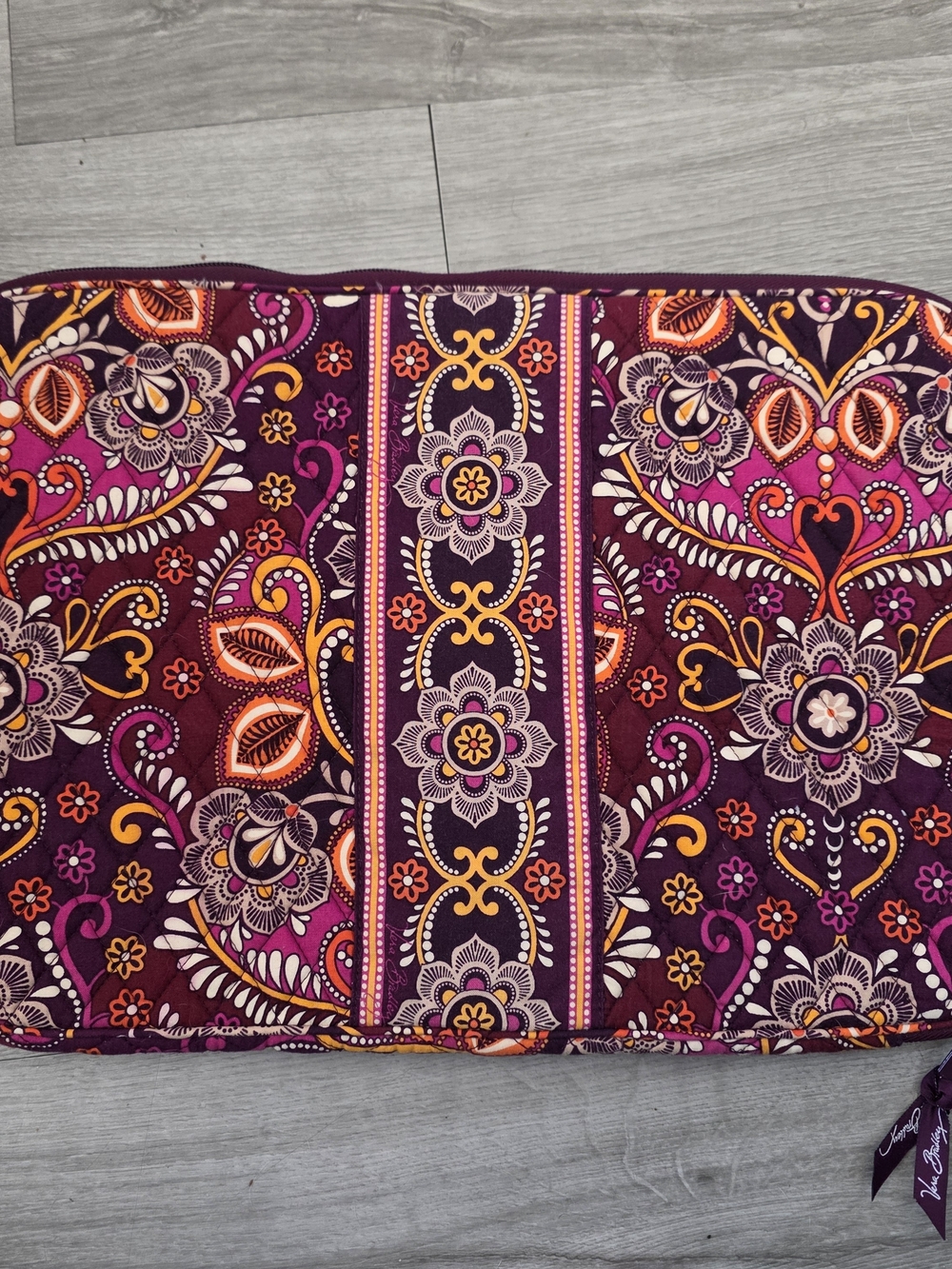 Vera Bradley 17" Quilted Tablet Sleeve in Plum, Pink & Orange Floral